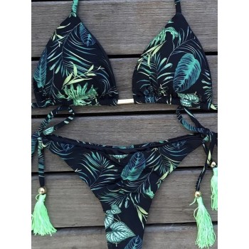 RUOTONGSEPT Sexy Micro Bikinis Set 2023 New Swimsuit Women Feather Print Bandage Swimwear Female Bathing Suit Brazilian Biquinis